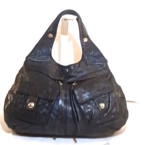 Marc N.Y. Smooth Black Leather Hobo Shoulder Bag